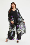 Black Purple Waterfall Long Mesh Kimono