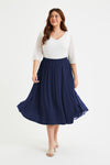 Navy Pleated Skirt