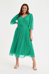 Green Spot Pleated Skirt