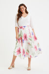Ivory Floral Pleated Skirt