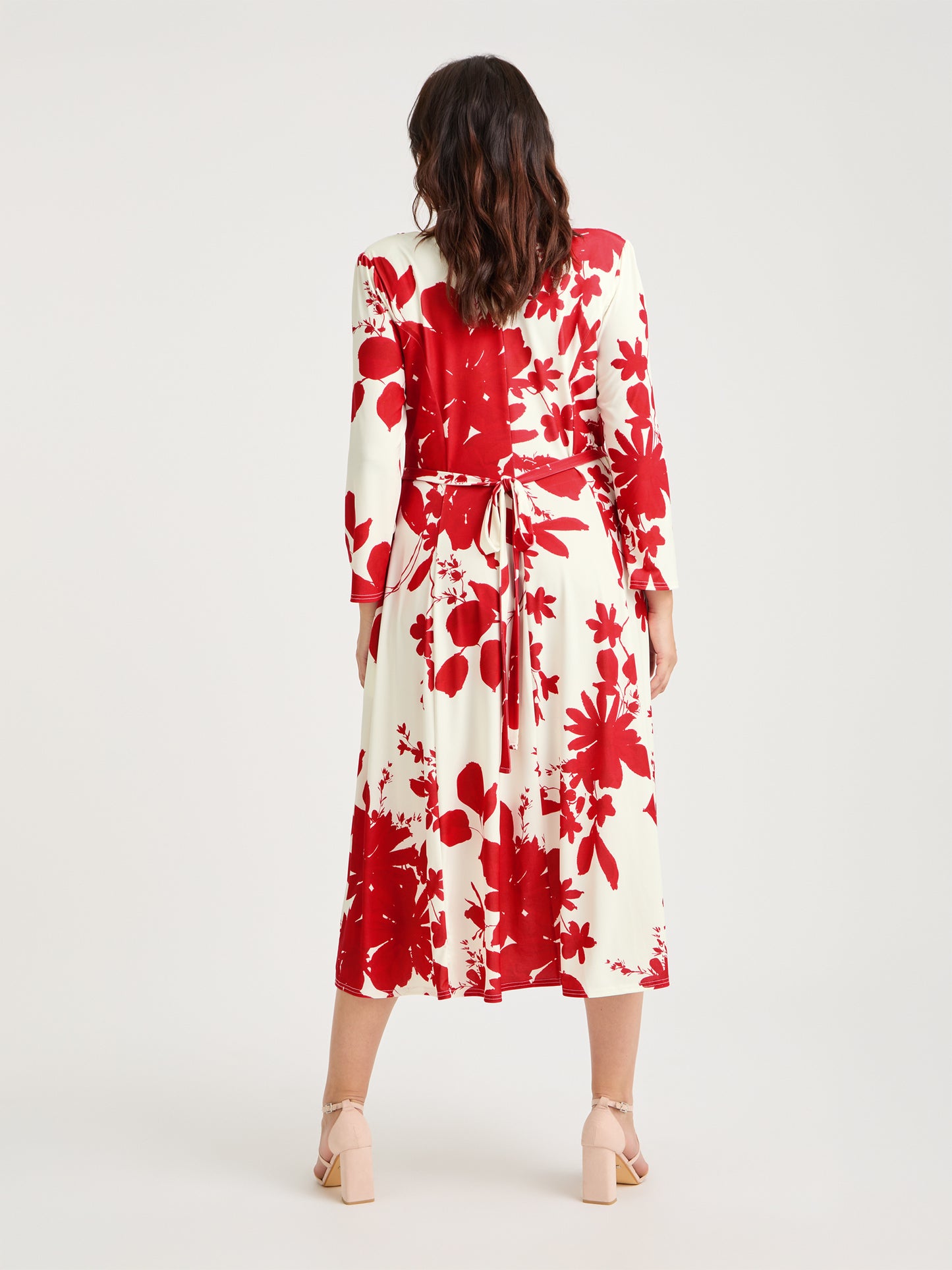 Katie Ivory Red Wrap Midi Dress