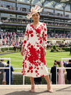 Katie Ivory Red Wrap Midi Dress