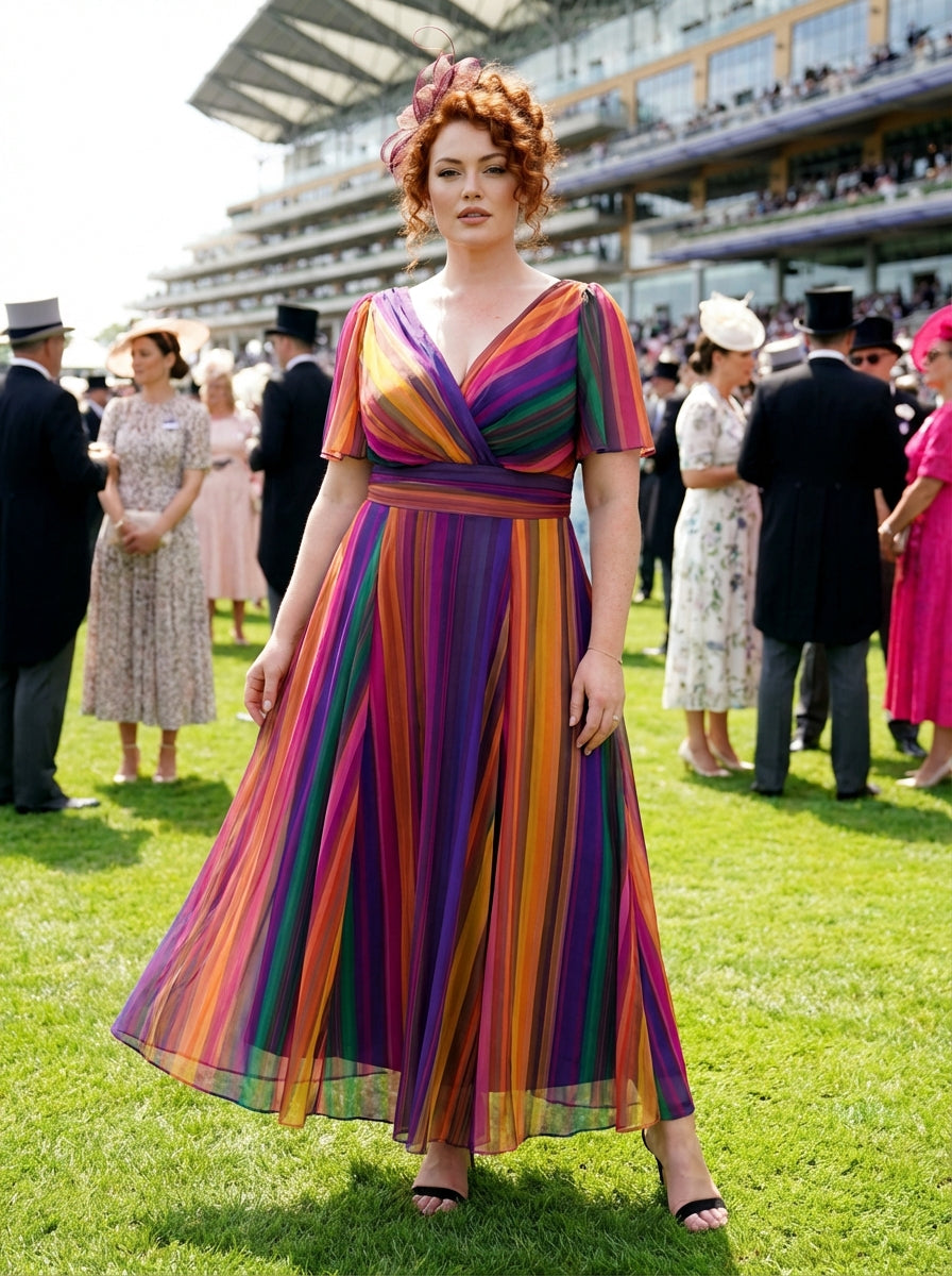 Isabelle Multi Stripe Float Sleeve Maxi Dress  Scarlett & Jo