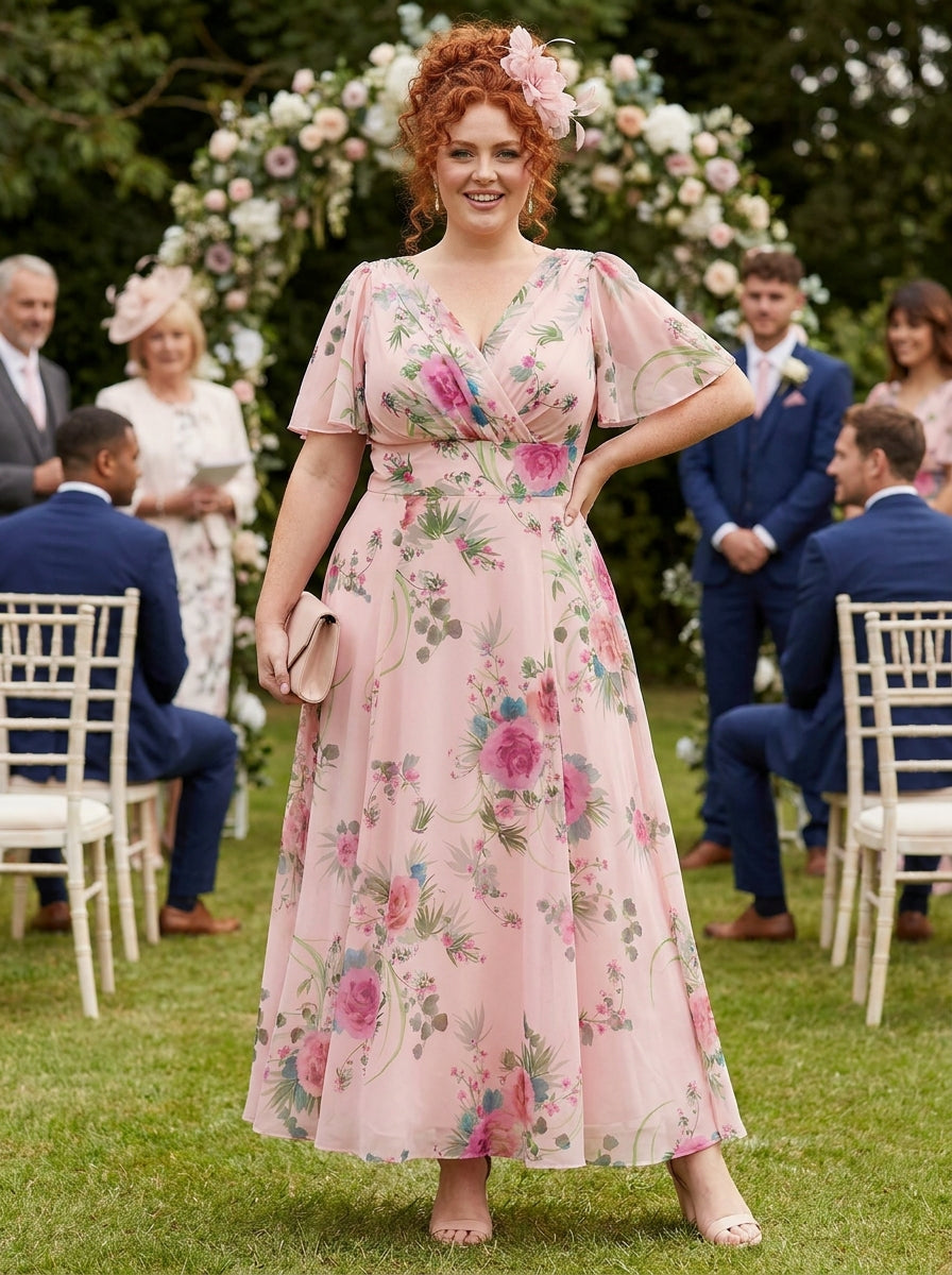 pink and orange dress wedding guest Women's Pink Asymmetric Panelled Floaty Maxi Dress