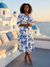Helena Ivory Blue Midi Dress