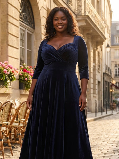 Elizabeth Dark Navy Velvet Maxi Gown Scarlett & Jo Elizabeth Dark Navy Velvet Maxi Gown Scarlett & Jo