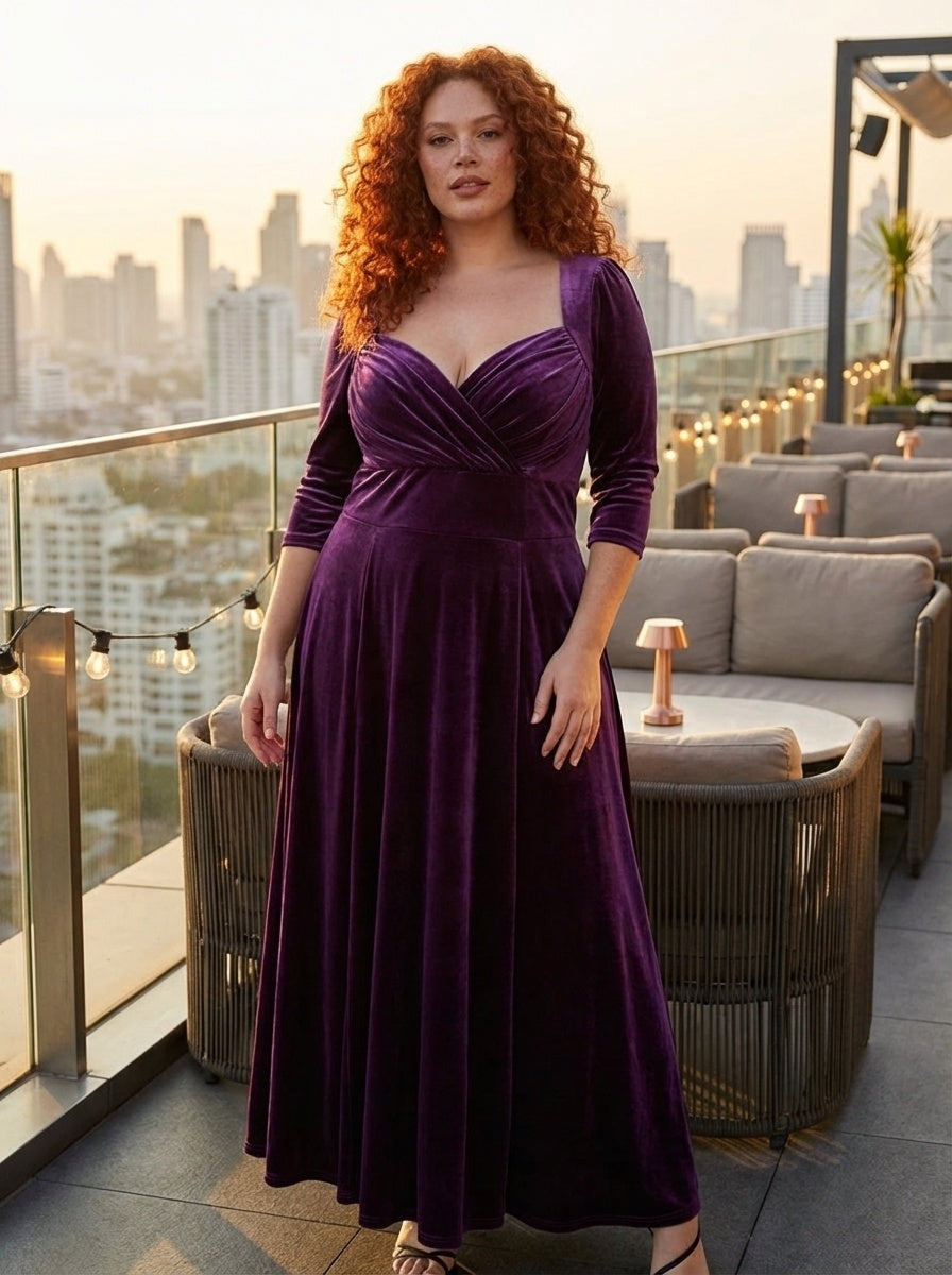 Elizabeth Purple Velvet Maxi Gown