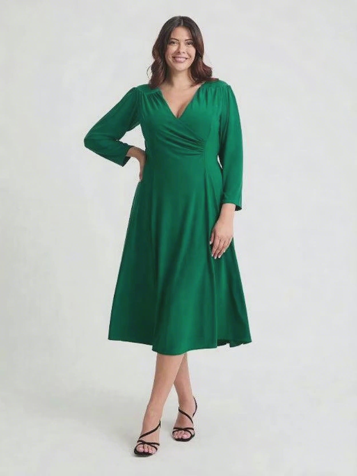 Load and play video in Gallery viewer, Louise Green Wrap Fit &amp;amp; Flare Dress
