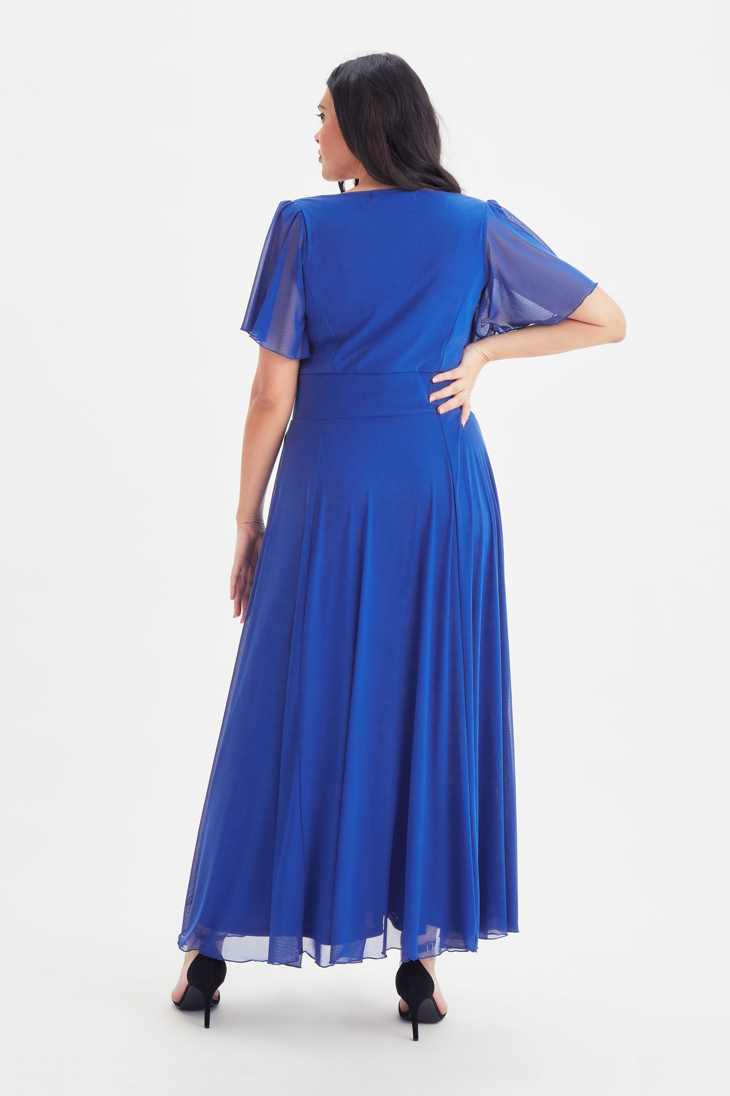 Load image into Gallery viewer, Kemi Bright Blue Bolero Wrap Bodice Maxi Gown
