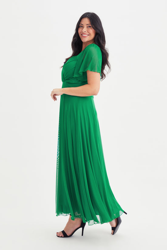 Load image into Gallery viewer, Kemi Emerald Green Bolero Wrap Bodice Maxi Gown
