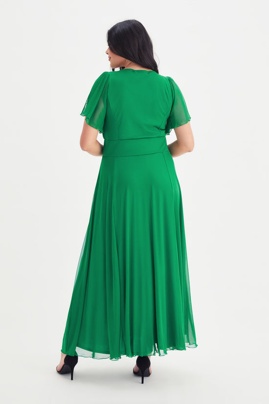 Load image into Gallery viewer, Kemi Emerald Green Bolero Wrap Bodice Maxi Gown
