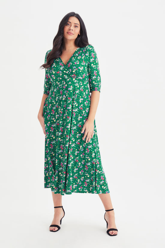 Load image into Gallery viewer, Wrap Front &amp;#39;1940&amp;#39;s&amp;#39; Midi Dress
