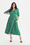1940s Vintage Elegance Wrap Front Midi Dress