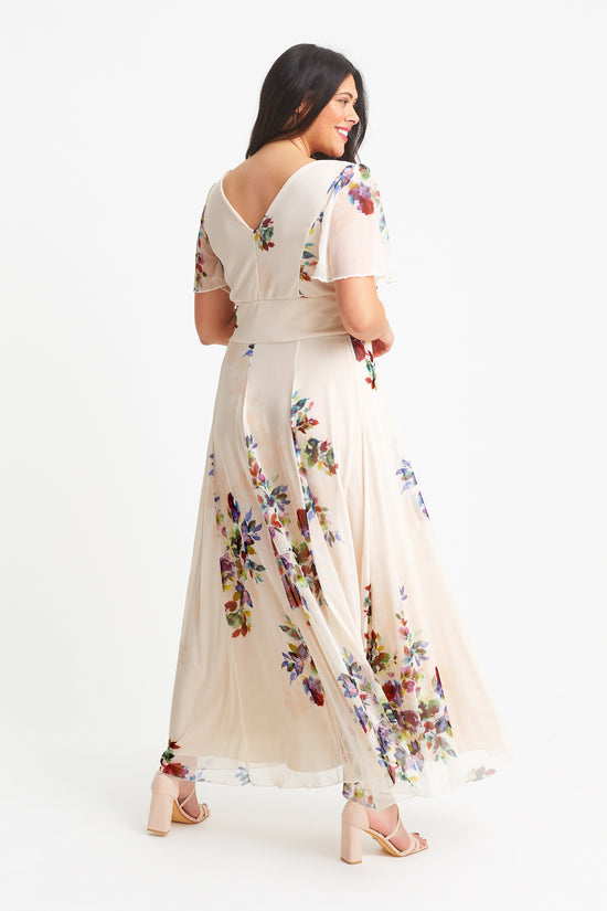 Load image into Gallery viewer, Isabelle Ivory Multi Float Sleeve Maxi Dress

