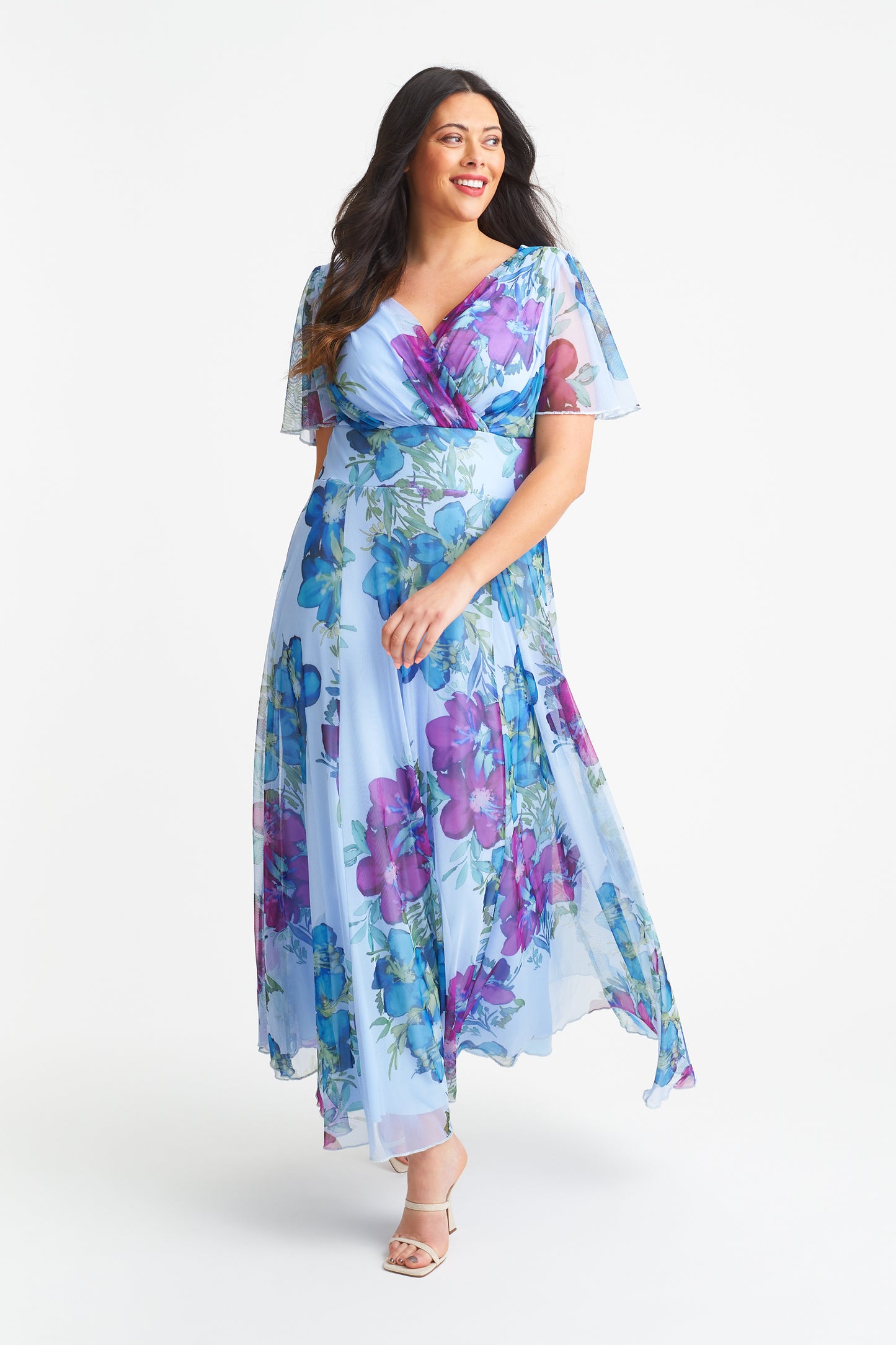 Isabelle Sky Blue Float Sleeve Maxi Dress