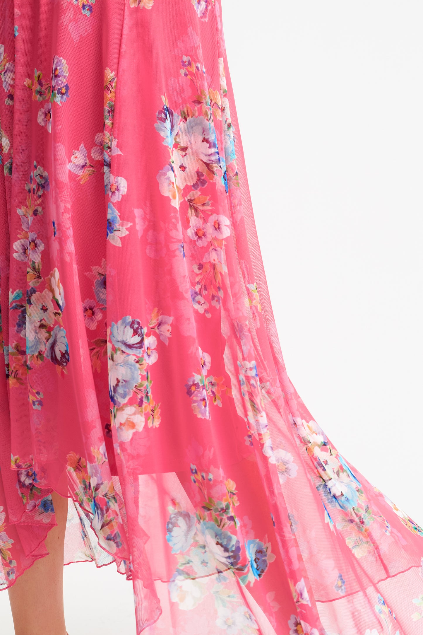 Tilly Coral Multi Print Angel Sleeve Sweetheart Dress 