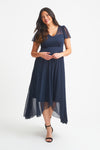 Tilly Navy Angel Sleeve Sweetheart Dress