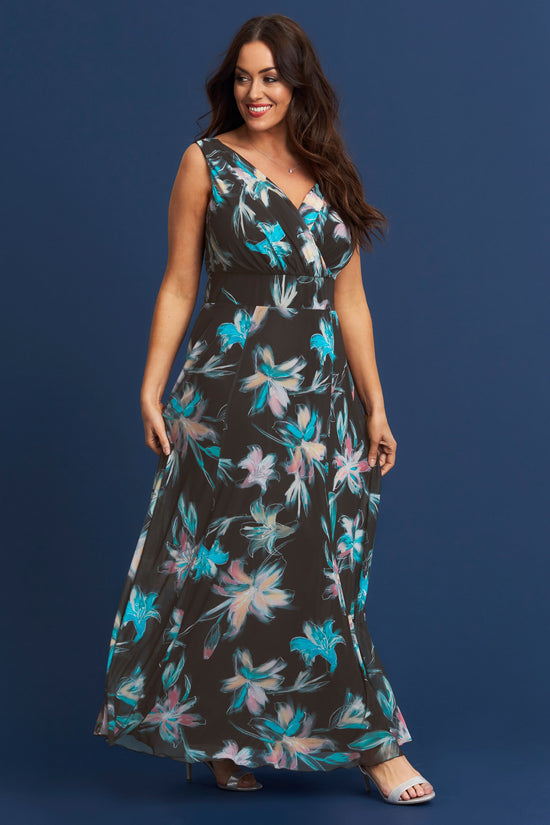 Load image into Gallery viewer, Florence Black Print Maxi Dress
