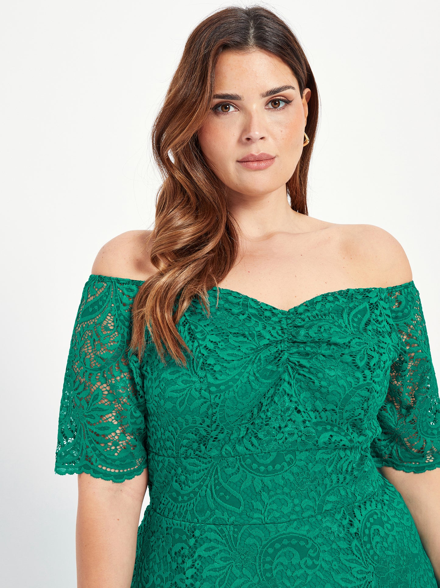 Load image into Gallery viewer, Samantha Green Lace On or Off The Shoulder Sweetheart Maxi Dress
