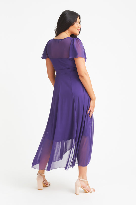 Tilly Purple Angel Sleeve Sweetheart Dress