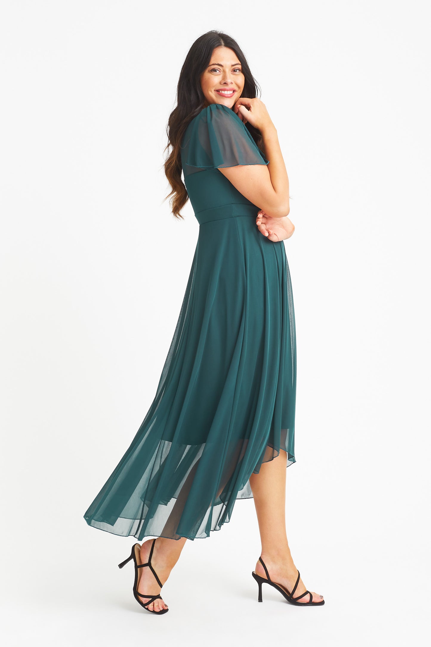 Tilly Dark Green Angel Sleeve Sweetheart Dress – Scarlett & Jo