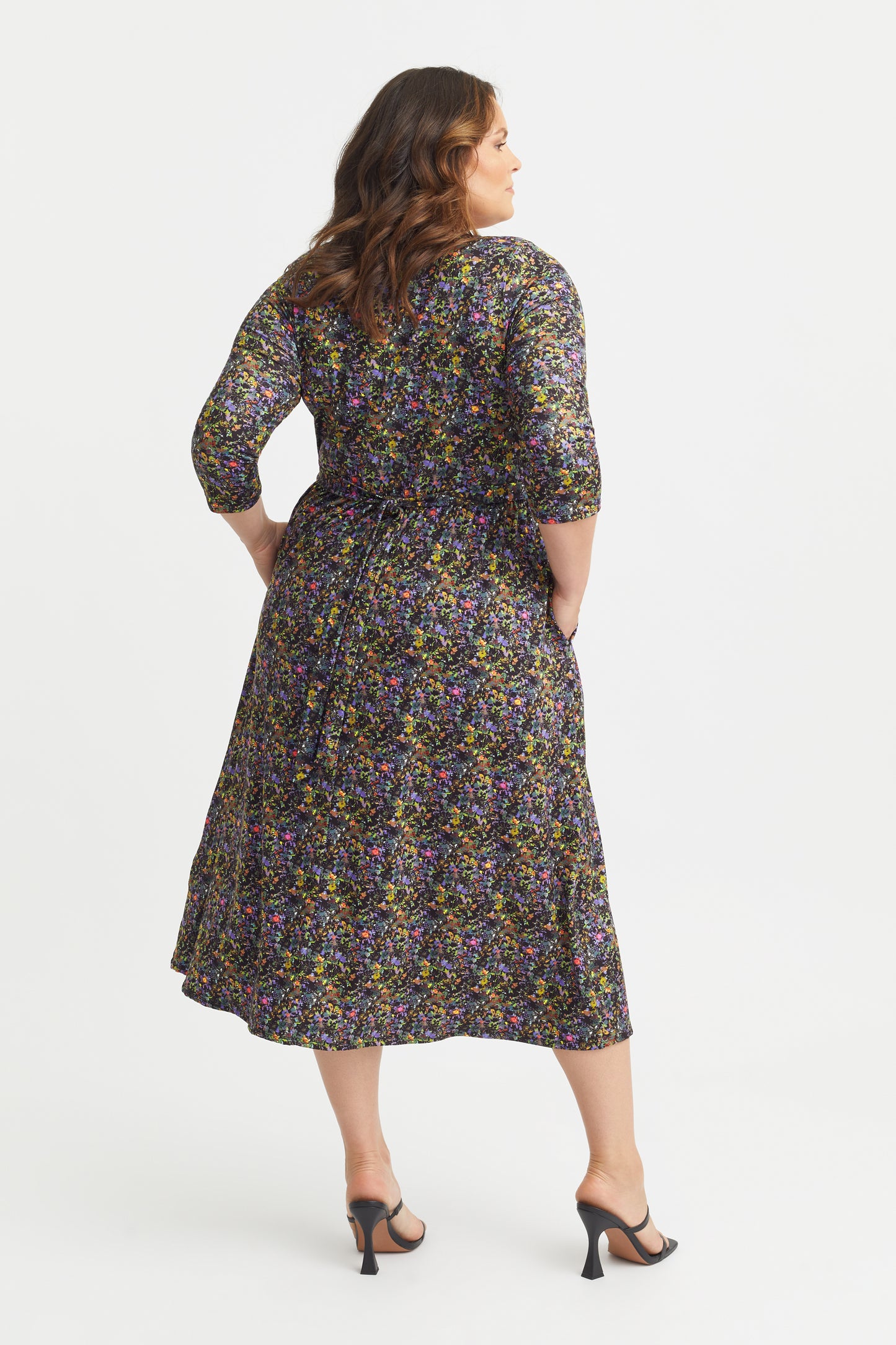 Load image into Gallery viewer, Wrap Front Multi &amp;#39;1940&amp;#39;s&amp;#39; Midi Dress
