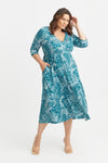 Scarlett & Jo 1940s Classic Wrap Front Teal Midi Dress
