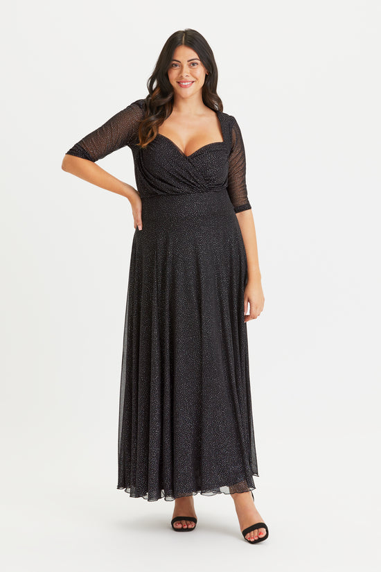 Load image into Gallery viewer, Elizabeth Multi Glitter Dot Mesh Maxi Gown
