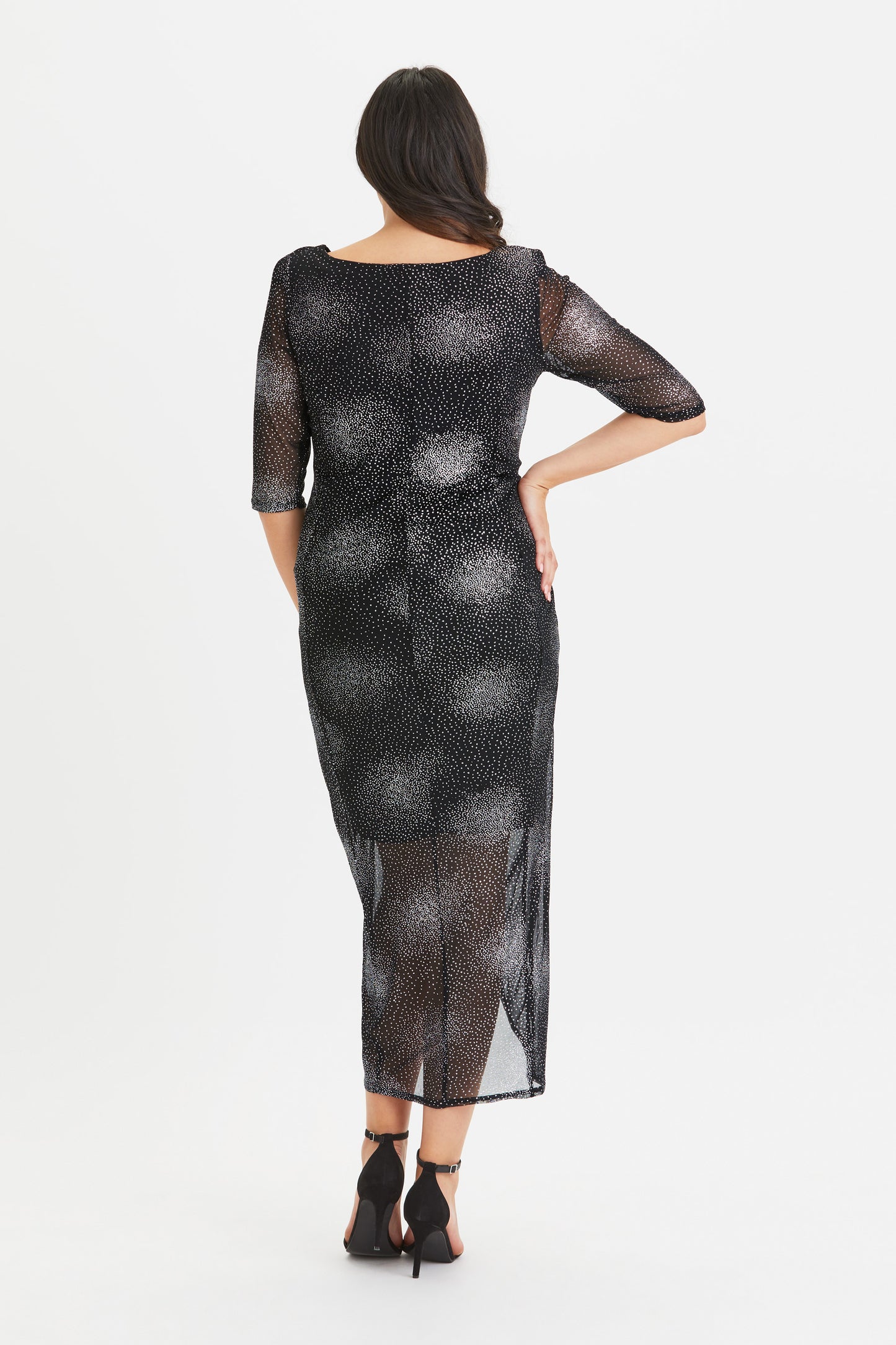 Silver Black Glitter Maxi Bodycon Dress Scarlett & Jo Silver Black Glitter Maxi Bodycon Dress Scarlett & Jo