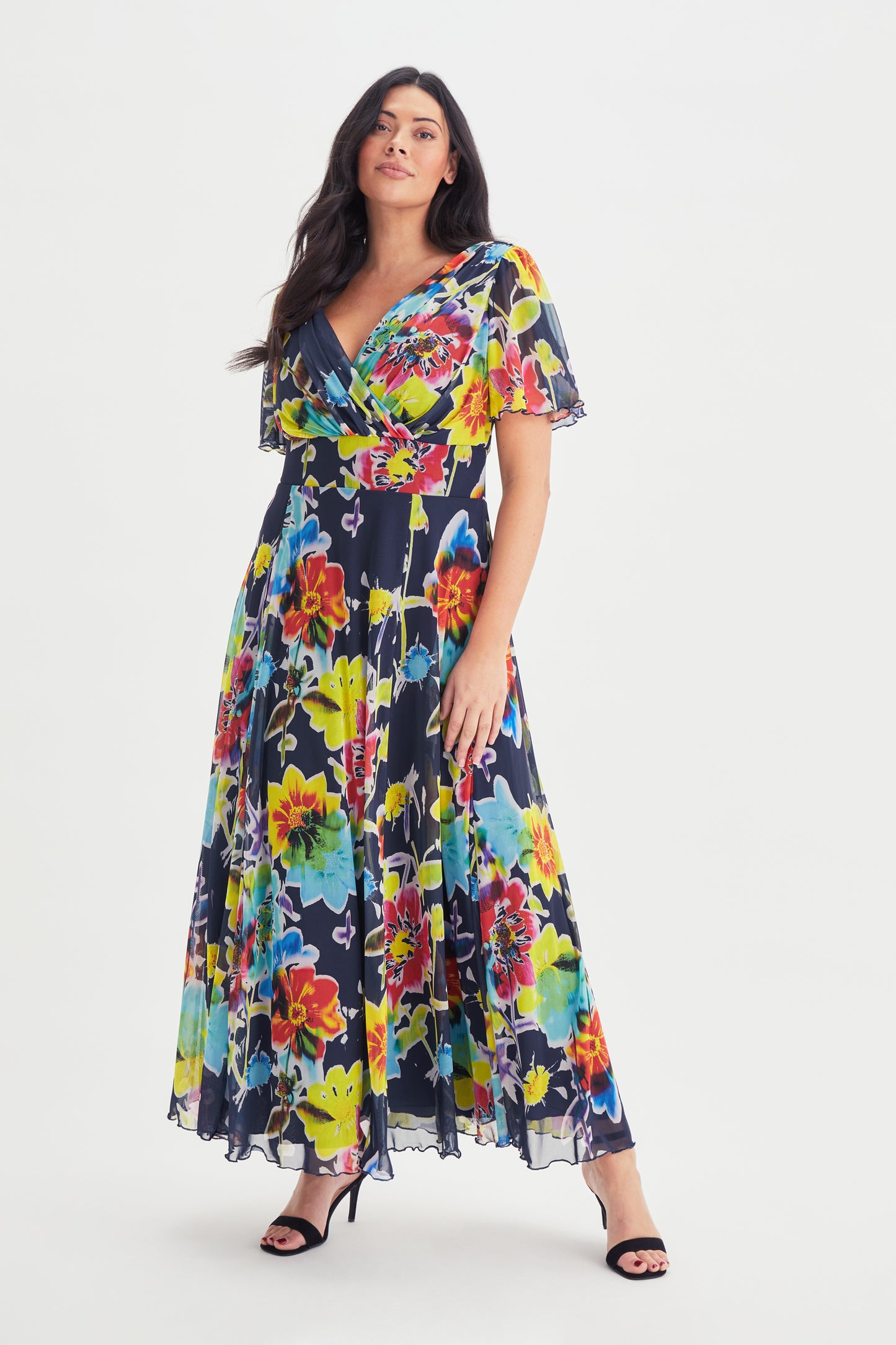 Load image into Gallery viewer, Isabelle Bright Multi Float Sleeve Maxi Dress
