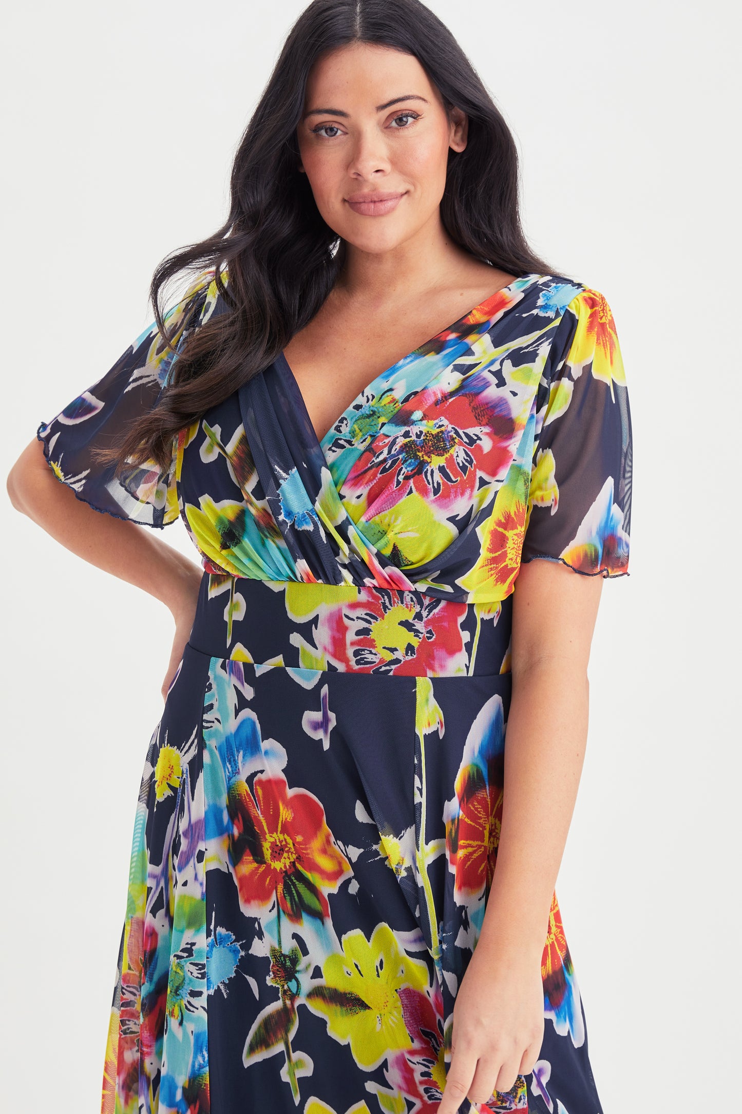 Load image into Gallery viewer, Isabelle Bright Multi Float Sleeve Maxi Dress
