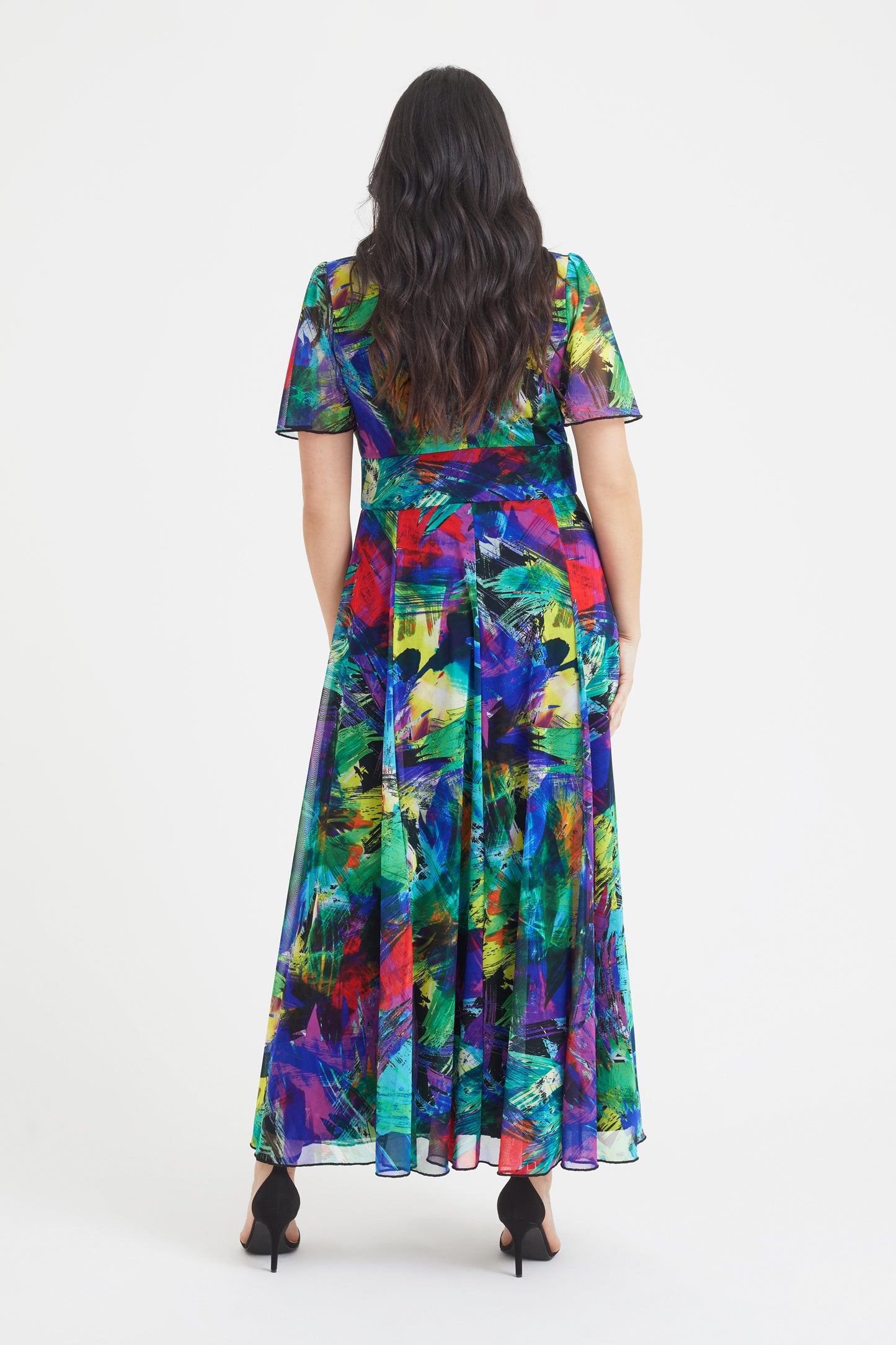 Load image into Gallery viewer, Isabelle Multi Brush Float Sleeve Maxi Dress

