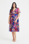 Victoria Royal Blue Multi Angel Sleeve Mesh Midi Dress