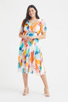 Victoria Ivory Multi Angel Sleeve Mesh Midi Dress