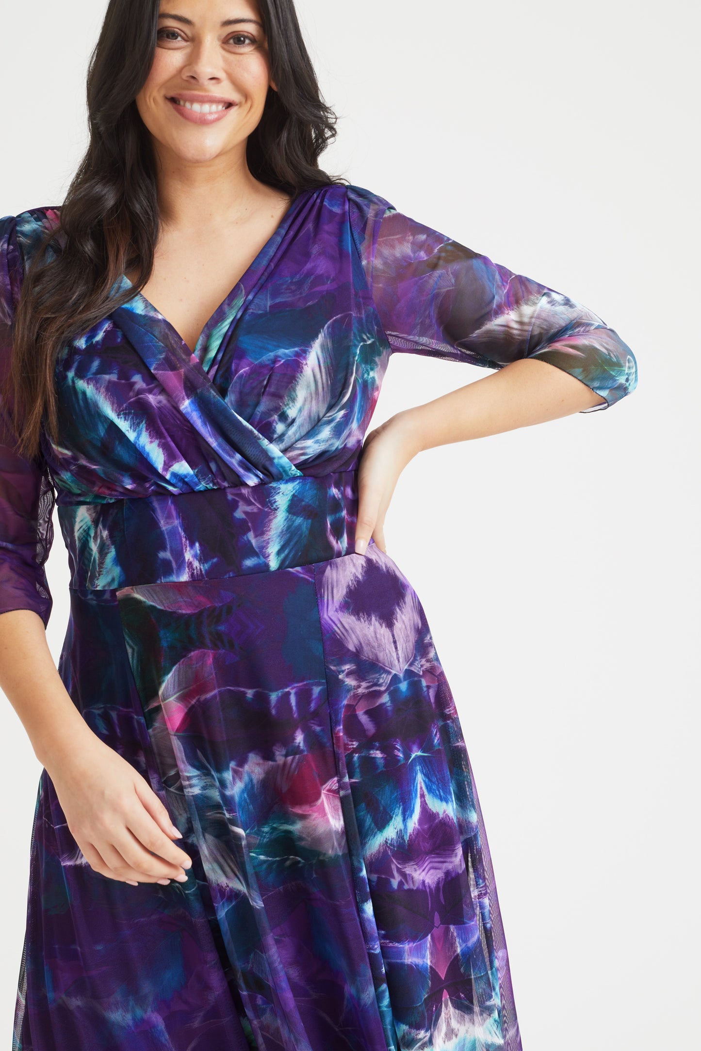 Verity Indigo Tie Dye Print Maxi Gown