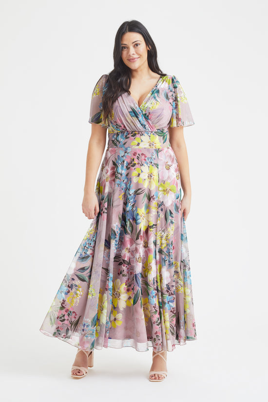 Isabelle Rose Multi Float Sleeve Maxi Dress