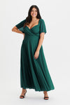 Kemi Green Bolero Wrap Bodice Mesh Maxi Gown