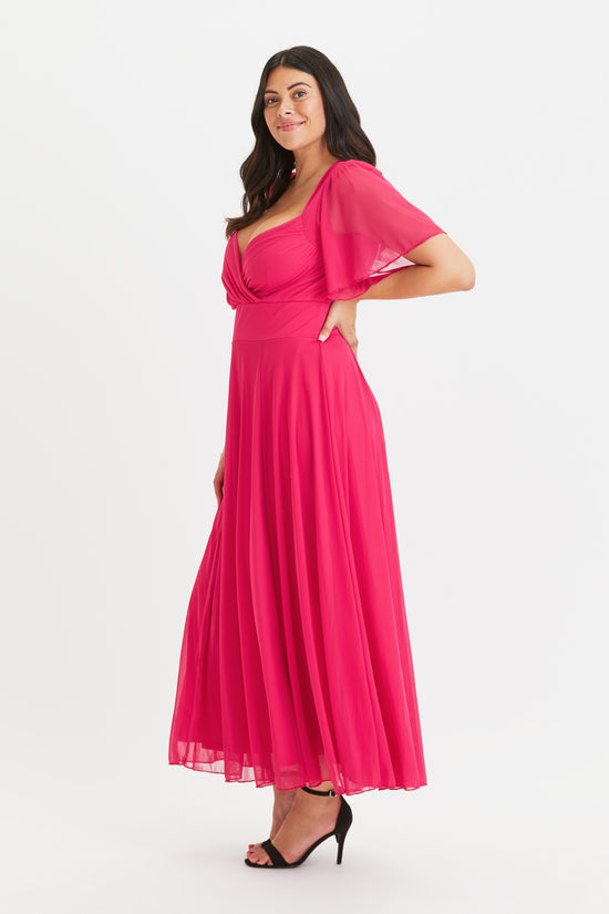 Load image into Gallery viewer, Kemi Pink Bolero Wrap Bodice Maxi Gown
