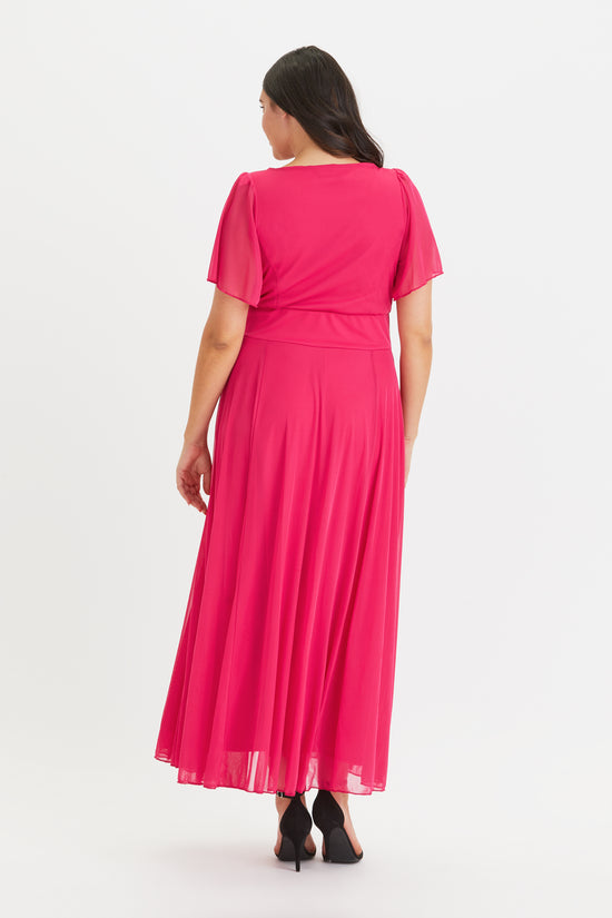 Load image into Gallery viewer, Kemi Pink Bolero Wrap Bodice Maxi Gown
