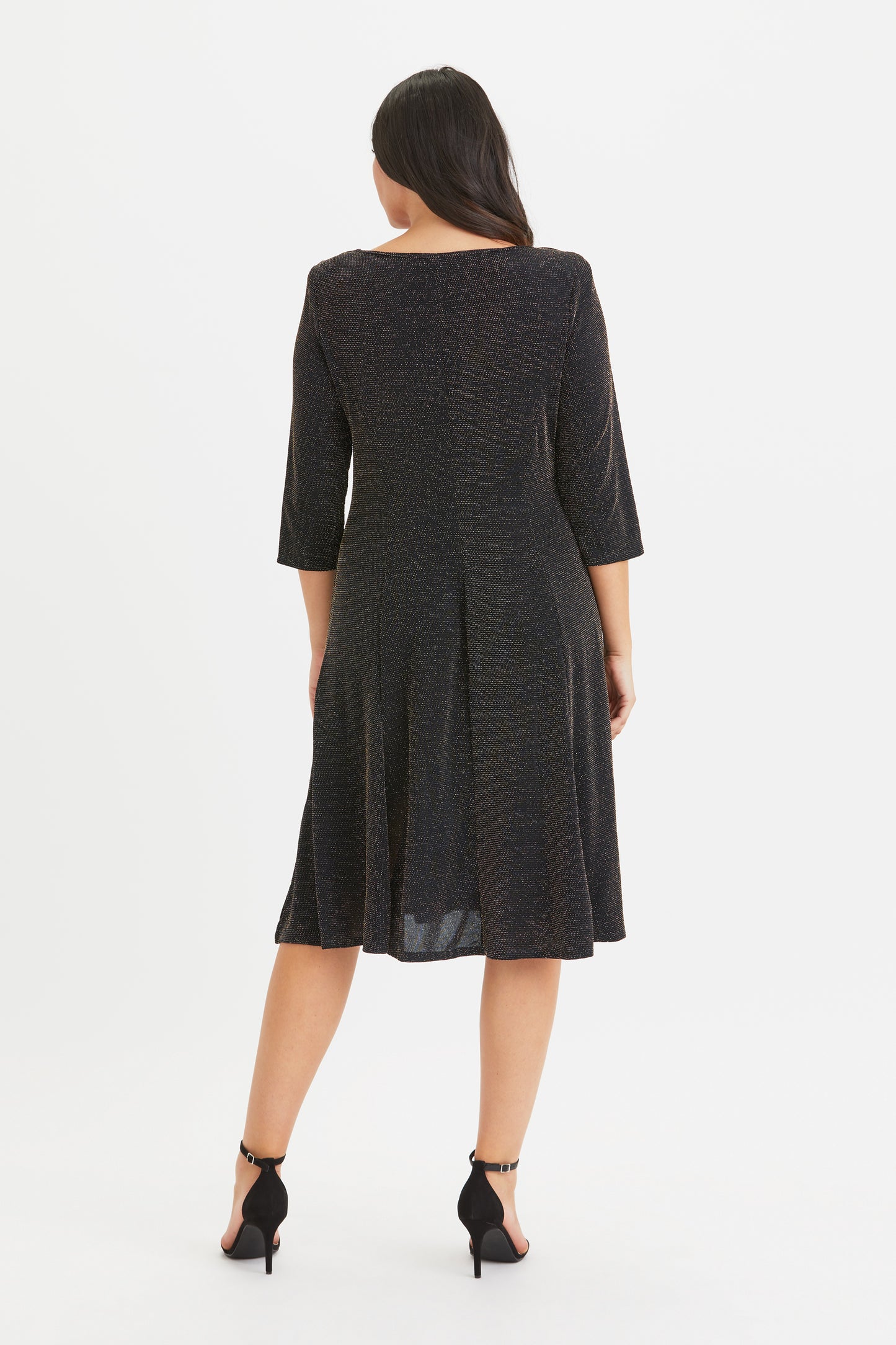 Claudette Black Gold Glitter Jersey Twist Knot Front Dress Scarlett & Jo Claudette Black Gold Glitter Jersey Twist Knot Front Dress Scarlett & Jo