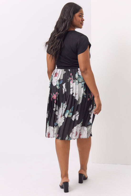 Katherine Pleated Floral  2 in 1 Dress