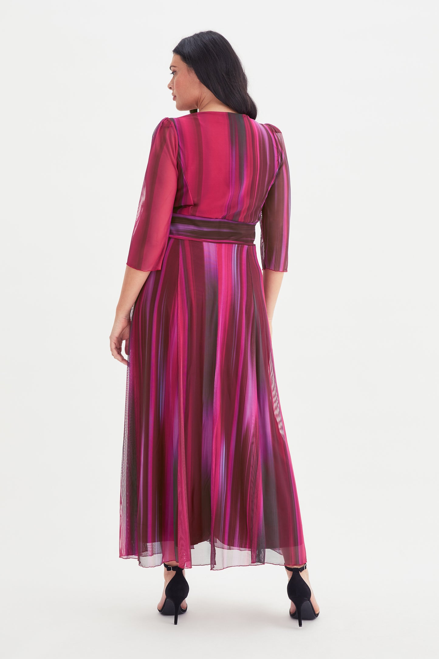 Verity Wine Ikat Print Maxi Gown