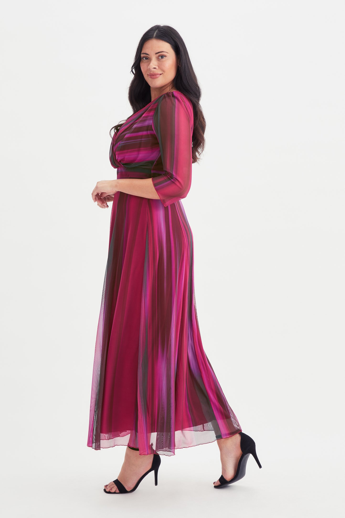 Verity Wine Ikat Print Maxi Gown