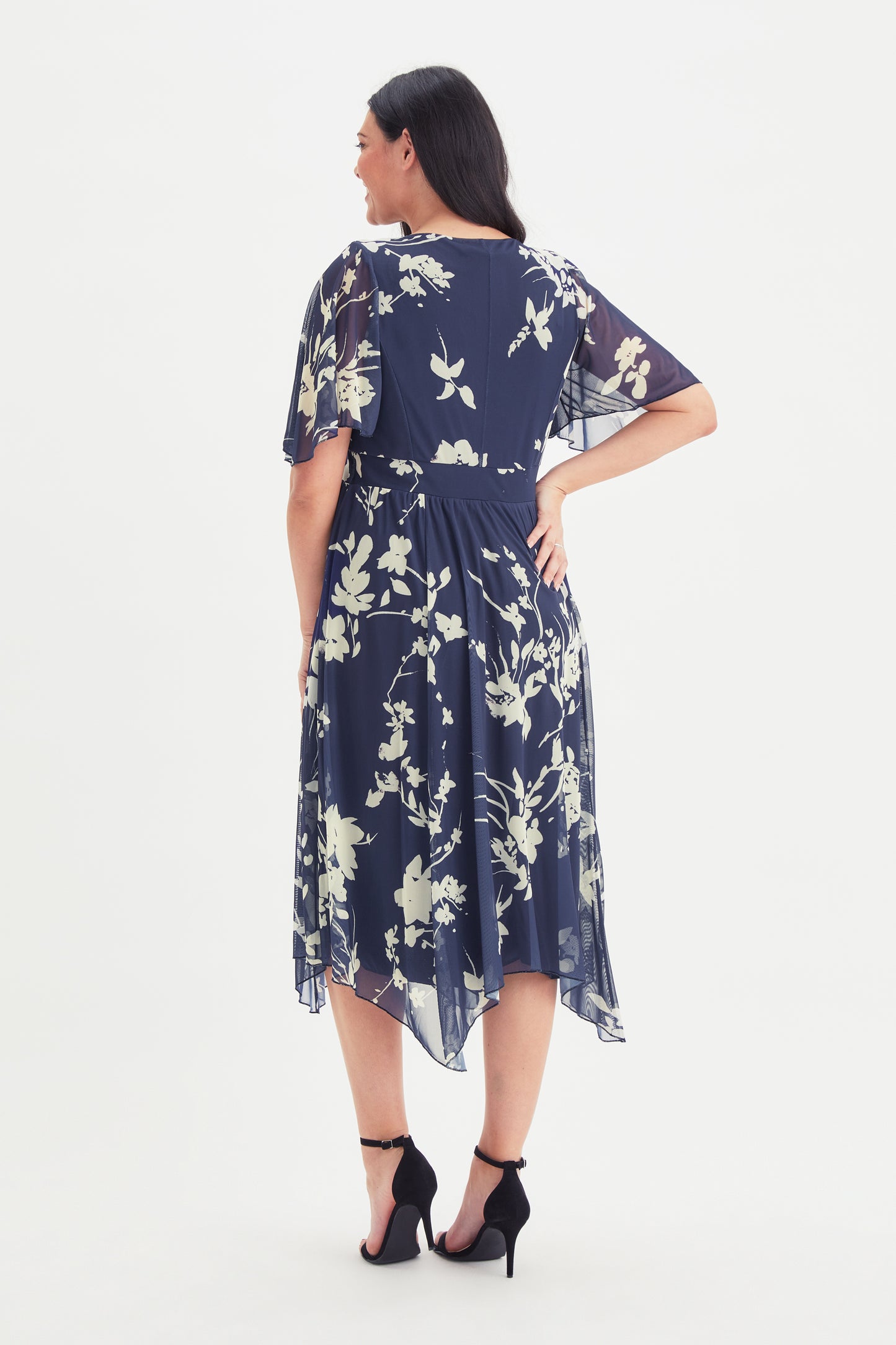 Julie Navy Cream Hanky Hem Dress