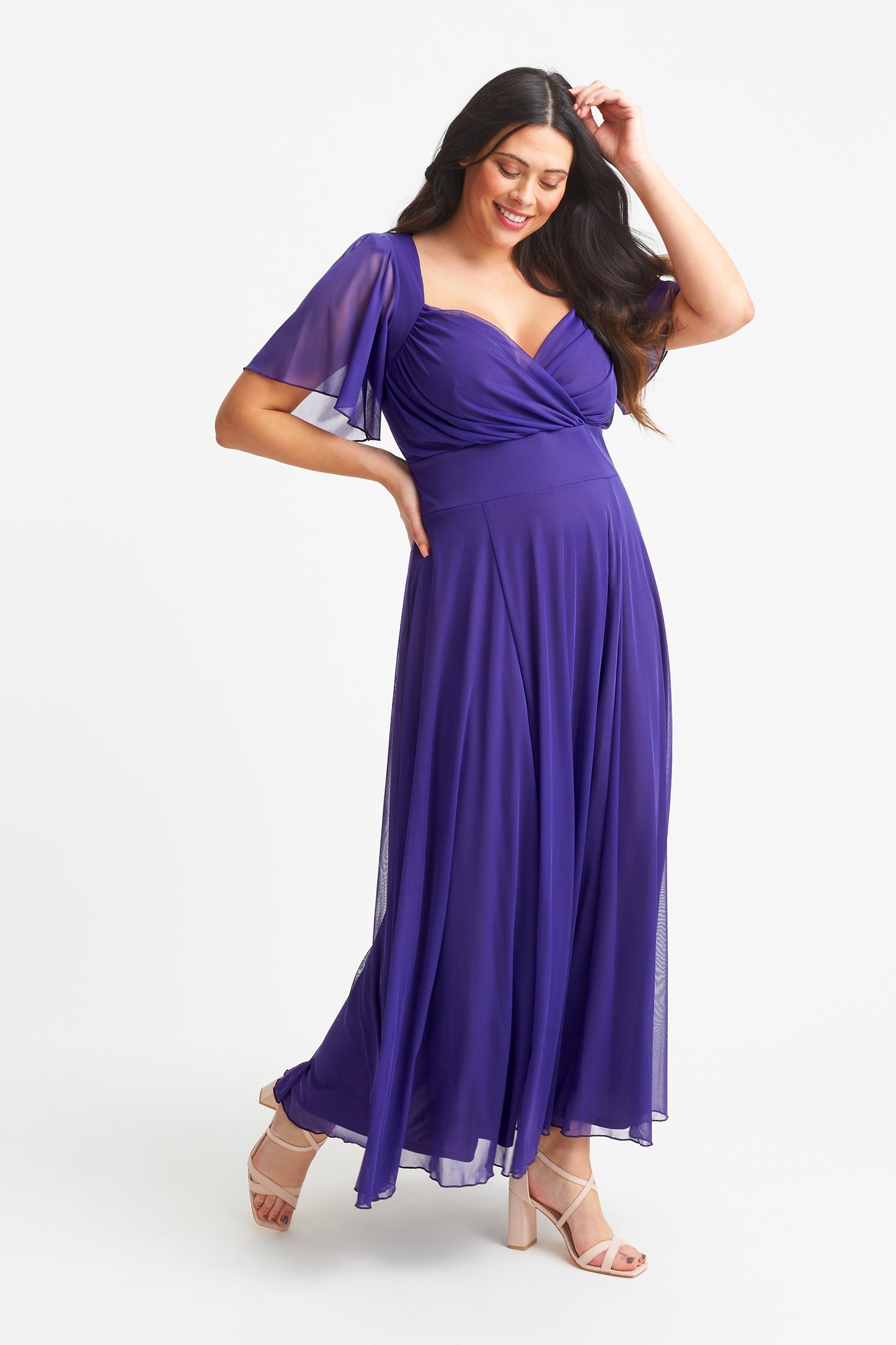Load image into Gallery viewer, Kemi Purple Bolero Wrap Bodice Maxi Gown
