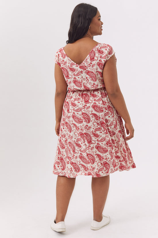 Load image into Gallery viewer, Caroline Red Paisley Pocket Dress
