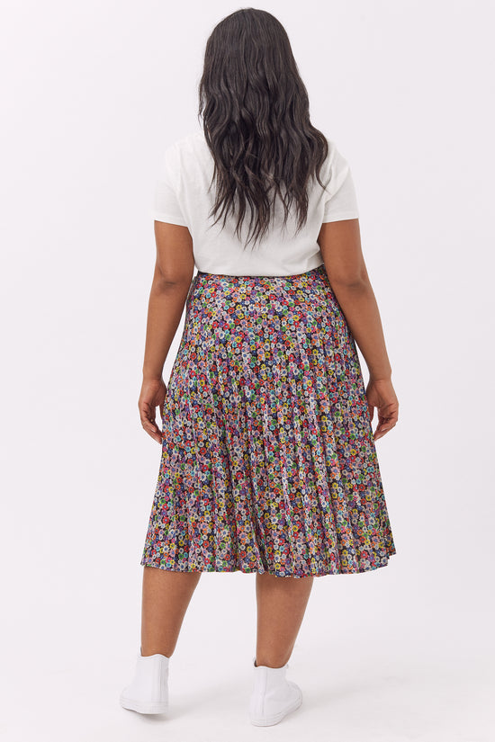 Load image into Gallery viewer, Daisy Vintage Multi Coloured Pleated Skirt
