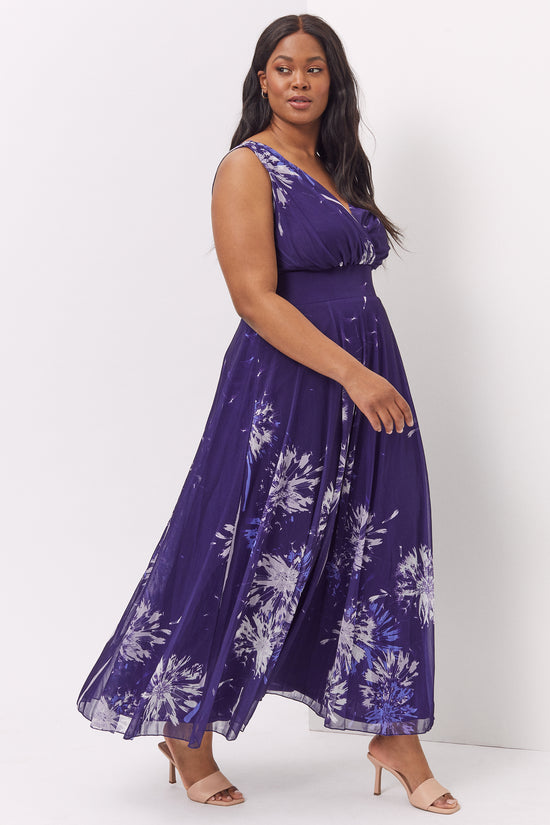 Martha Purple Print Maxi Dress