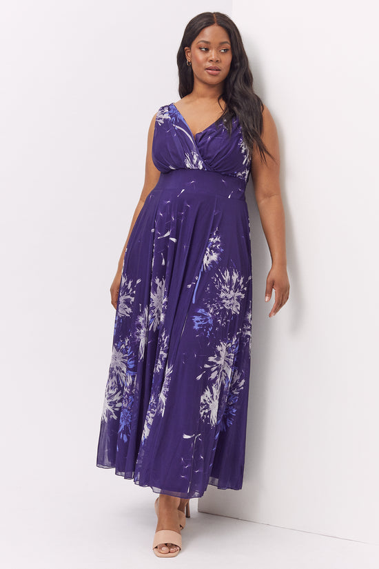 Load image into Gallery viewer, Martha Purple Print Maxi Dress
