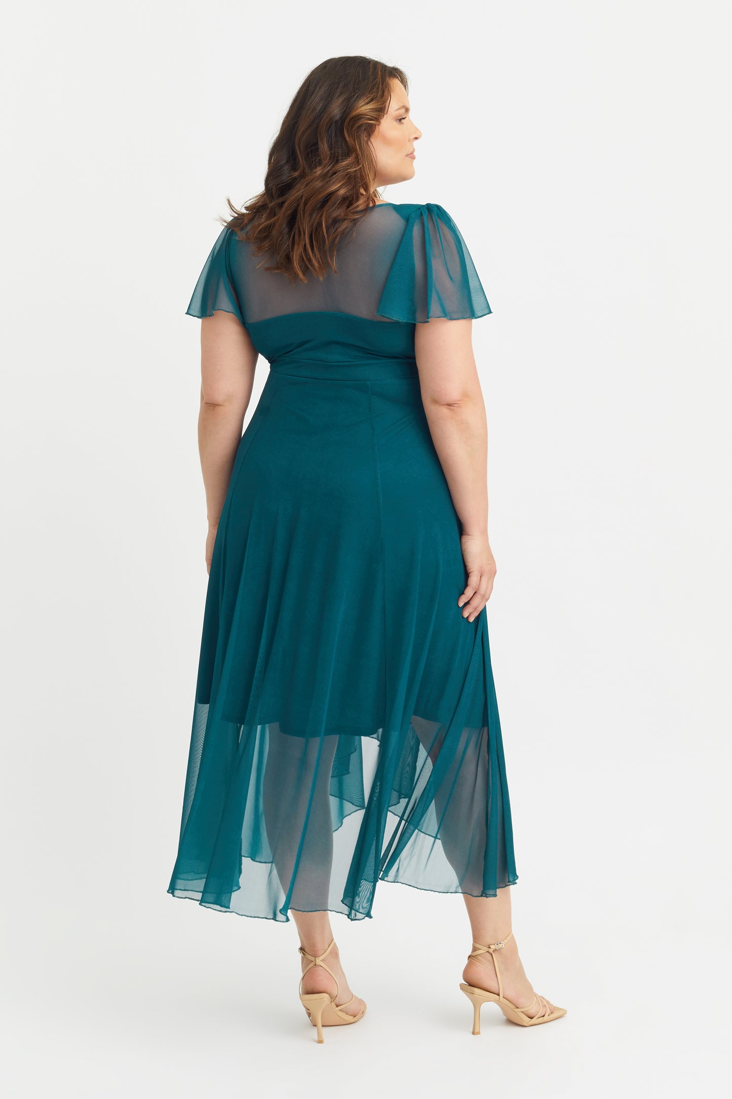 Load image into Gallery viewer, Tilly Teal Angel Sleeve Sweetheart Dress
